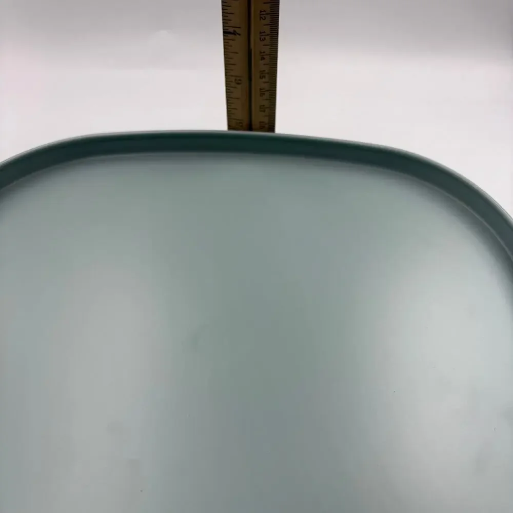 IKEA Krustistel Serving Display Stand Sage Green Metal Bamboo Pedestal